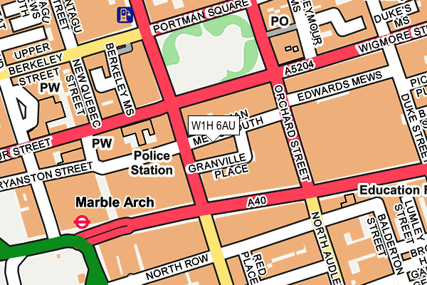 W1H 6AU map - OS OpenMap – Local (Ordnance Survey)