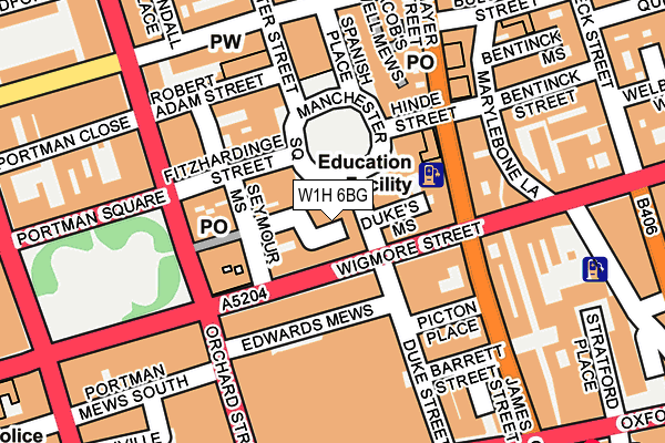 W1H 6BG map - OS OpenMap – Local (Ordnance Survey)