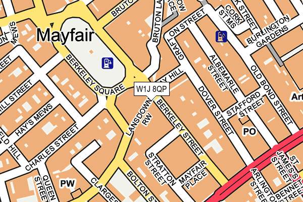 W1J 8QP map - OS OpenMap – Local (Ordnance Survey)