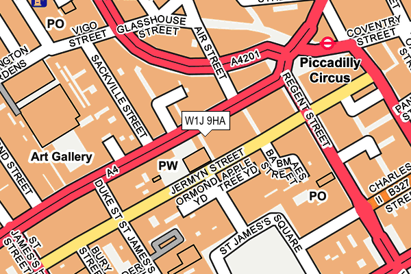 W1J 9HA map - OS OpenMap – Local (Ordnance Survey)