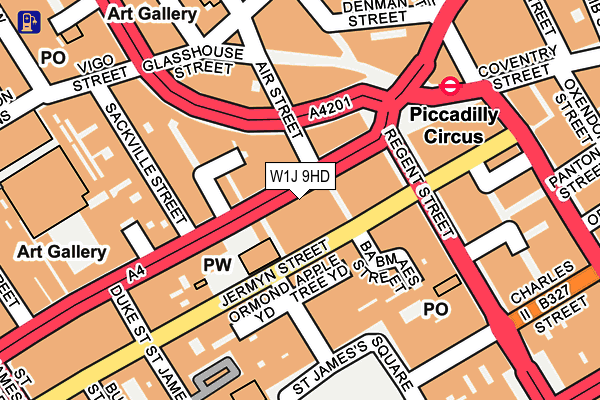 W1J 9HD map - OS OpenMap – Local (Ordnance Survey)