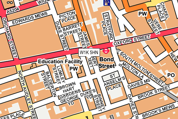 W1K 5HN map - OS OpenMap – Local (Ordnance Survey) W1K 5HN map - OS OpenMap – Local (Ordnance Survey)