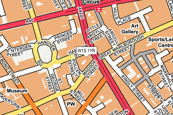 W1S 1YR map - OS OpenMap – Local (Ordnance Survey)