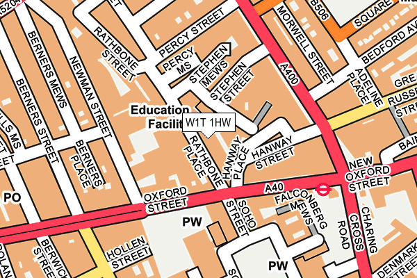 W1T 1HW map - OS OpenMap – Local (Ordnance Survey)