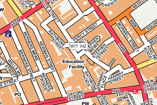 W1T 1HZ map - OS OpenMap – Local (Ordnance Survey)