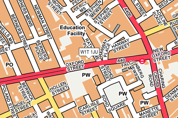 W1T 1JU map - OS OpenMap – Local (Ordnance Survey)