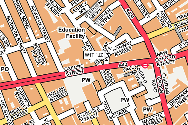 W1T 1JZ map - OS OpenMap – Local (Ordnance Survey)