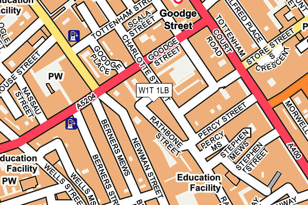 W1T 1LB map - OS OpenMap – Local (Ordnance Survey)