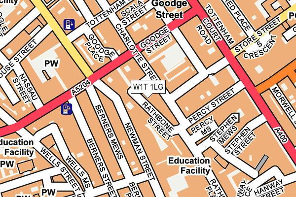 W1T 1LG map - OS OpenMap – Local (Ordnance Survey)