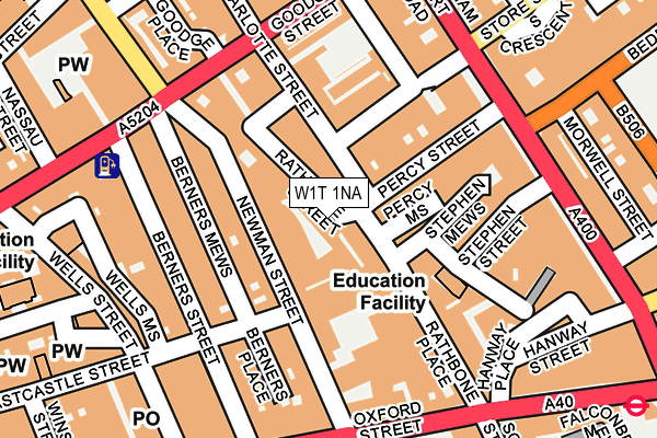 W1T 1NA map - OS OpenMap – Local (Ordnance Survey)
