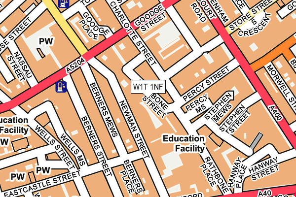 W1T 1NF map - OS OpenMap – Local (Ordnance Survey)