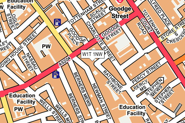 W1T 1NW map - OS OpenMap – Local (Ordnance Survey)