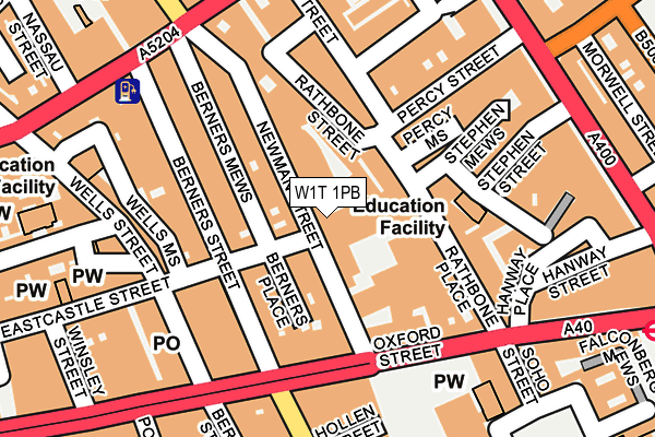 W1T 1PB map - OS OpenMap – Local (Ordnance Survey)