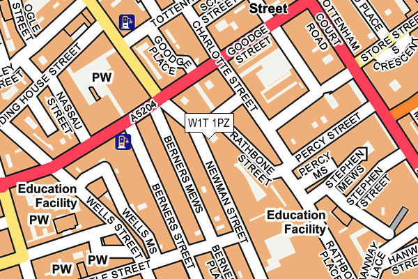 W1T 1PZ map - OS OpenMap – Local (Ordnance Survey) W1T 1PZ map - OS OpenMap – Local (Ordnance Survey)