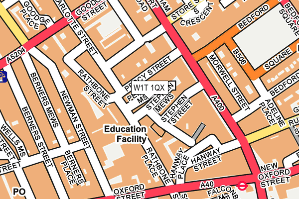 W1T 1QX map - OS OpenMap – Local (Ordnance Survey)