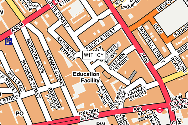 W1T 1QY map - OS OpenMap – Local (Ordnance Survey)