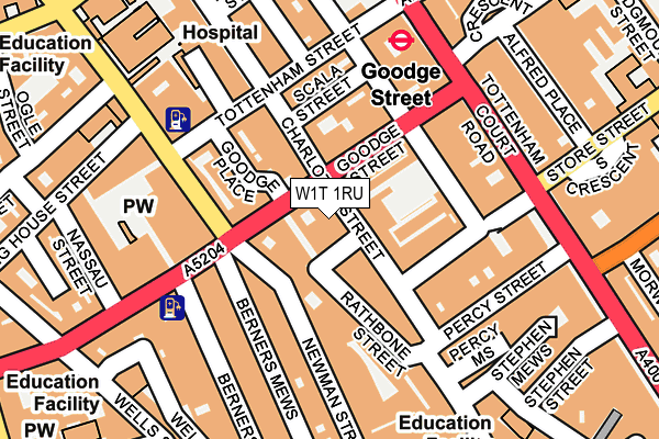 W1T 1RU map - OS OpenMap – Local (Ordnance Survey)