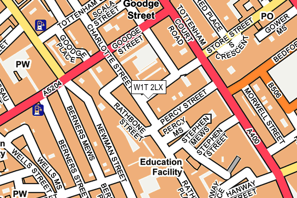 W1T 2LX map - OS OpenMap – Local (Ordnance Survey)