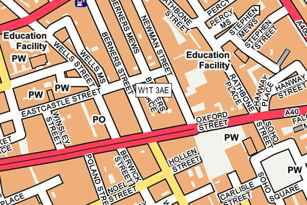 W1T 3AE map - OS OpenMap – Local (Ordnance Survey) W1T 3AE map - OS OpenMap – Local (Ordnance Survey)