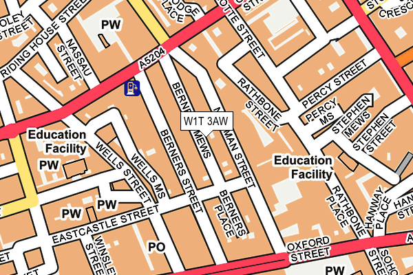 W1T 3AW map - OS OpenMap – Local (Ordnance Survey) W1T 3AW map - OS OpenMap – Local (Ordnance Survey)