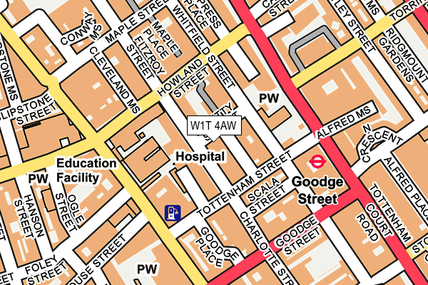 W1T 4AW map - OS OpenMap – Local (Ordnance Survey) W1T 4AW map - OS OpenMap – Local (Ordnance Survey)
