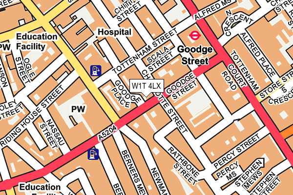 W1T 4LX map - OS OpenMap – Local (Ordnance Survey) W1T 4LX map - OS OpenMap – Local (Ordnance Survey)