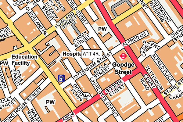 W1T 4RJ map - OS OpenMap – Local (Ordnance Survey)