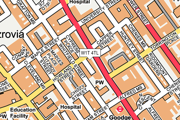 W1T 4TL map - OS OpenMap – Local (Ordnance Survey) W1T 4TL map - OS OpenMap – Local (Ordnance Survey)