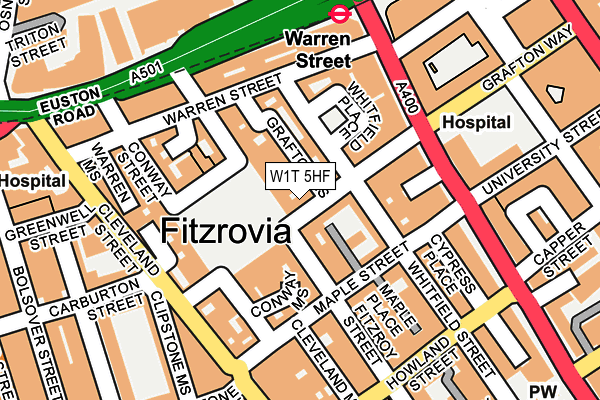 W1T 5HF map - OS OpenMap – Local (Ordnance Survey) W1T 5HF map - OS OpenMap – Local (Ordnance Survey)