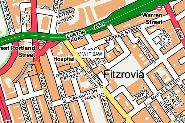 W1T 6AW map - OS OpenMap – Local (Ordnance Survey) W1T 6AW map - OS OpenMap – Local (Ordnance Survey)