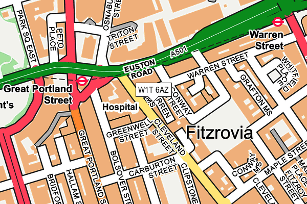 W1T 6AZ map - OS OpenMap – Local (Ordnance Survey) W1T 6AZ map - OS OpenMap – Local (Ordnance Survey)