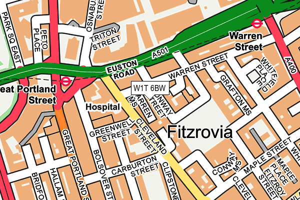 W1T 6BW map - OS OpenMap – Local (Ordnance Survey) W1T 6BW map - OS OpenMap – Local (Ordnance Survey)