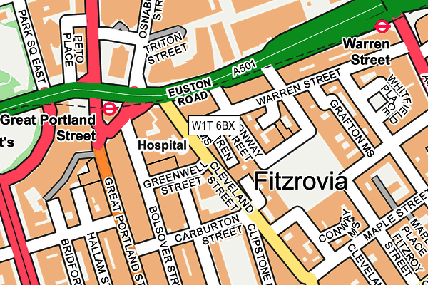 W1T 6BX map - OS OpenMap – Local (Ordnance Survey) W1T 6BX map - OS OpenMap – Local (Ordnance Survey)