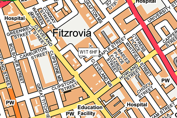W1T 6HF map - OS OpenMap – Local (Ordnance Survey) W1T 6HF map - OS OpenMap – Local (Ordnance Survey)