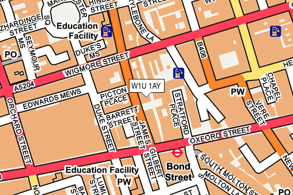 W1U 1AY map - OS OpenMap – Local (Ordnance Survey) W1U 1AY map - OS OpenMap – Local (Ordnance Survey)