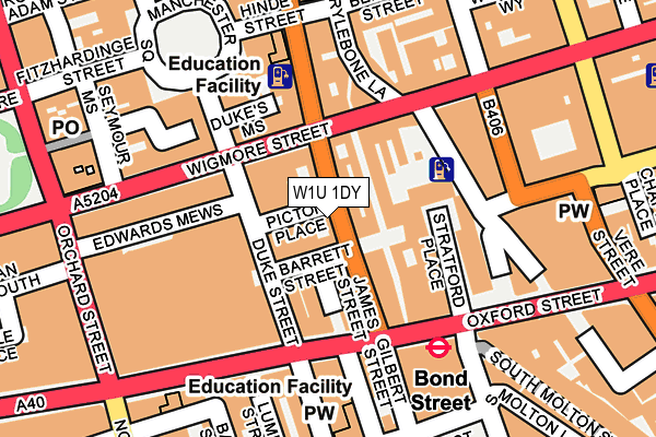 W1U 1DY map - OS OpenMap – Local (Ordnance Survey) W1U 1DY map - OS OpenMap – Local (Ordnance Survey)