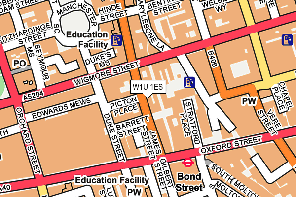 W1U 1ES map - OS OpenMap – Local (Ordnance Survey)