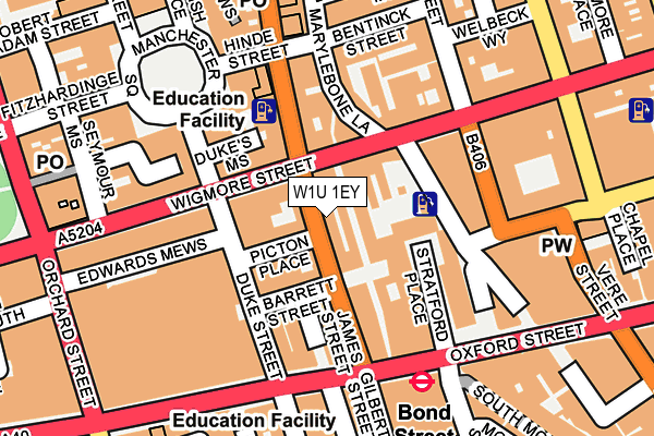 W1U 1EY map - OS OpenMap – Local (Ordnance Survey) W1U 1EY map - OS OpenMap – Local (Ordnance Survey)