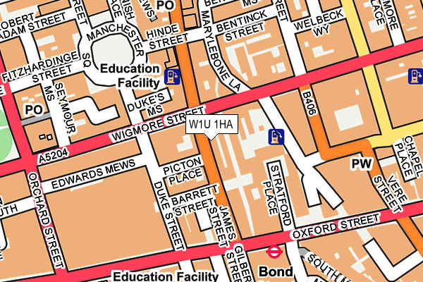 W1U 1HA map - OS OpenMap – Local (Ordnance Survey)