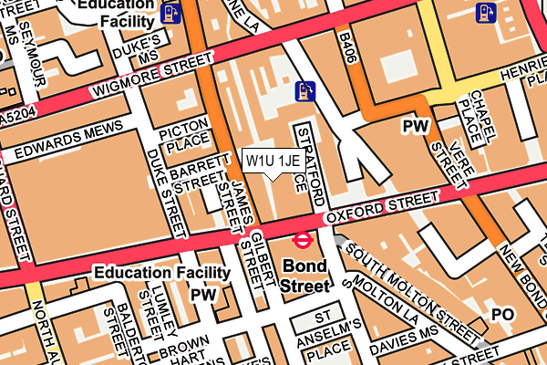 W1U 1JE map - OS OpenMap – Local (Ordnance Survey)