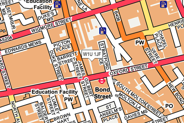 W1U 1JF map - OS OpenMap – Local (Ordnance Survey)