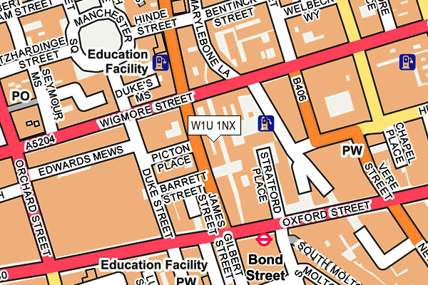 W1U 1NX map - OS OpenMap – Local (Ordnance Survey)