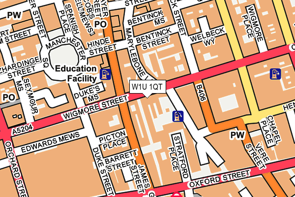 W1U 1QT map - OS OpenMap – Local (Ordnance Survey)