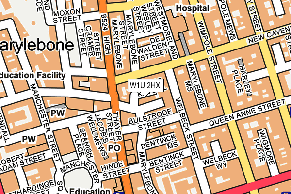 W1U 2HX map - OS OpenMap – Local (Ordnance Survey) W1U 2HX map - OS OpenMap – Local (Ordnance Survey)