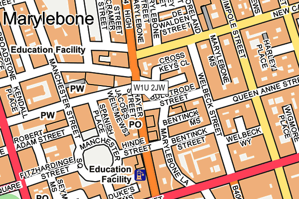 W1U 2JW map - OS OpenMap – Local (Ordnance Survey)