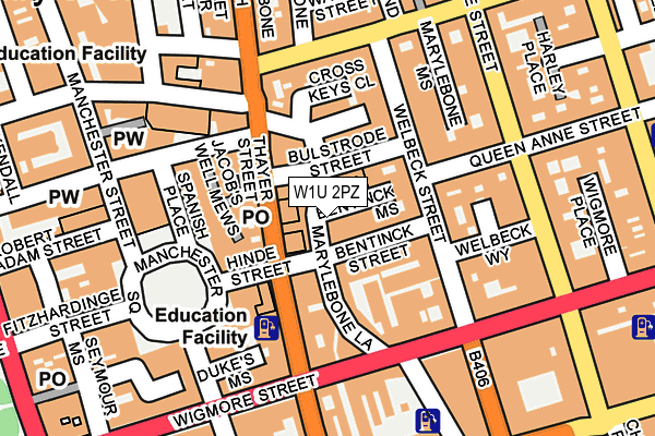 W1U 2PZ map - OS OpenMap – Local (Ordnance Survey)