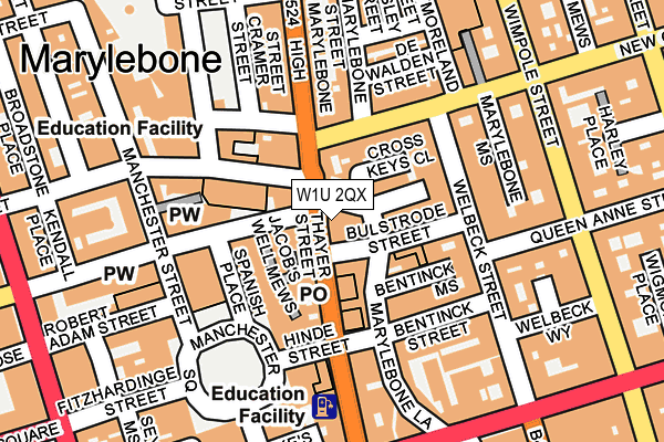 W1U 2QX map - OS OpenMap – Local (Ordnance Survey) W1U 2QX map - OS OpenMap – Local (Ordnance Survey)