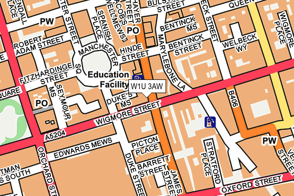 W1U 3AW map - OS OpenMap – Local (Ordnance Survey) W1U 3AW map - OS OpenMap – Local (Ordnance Survey)