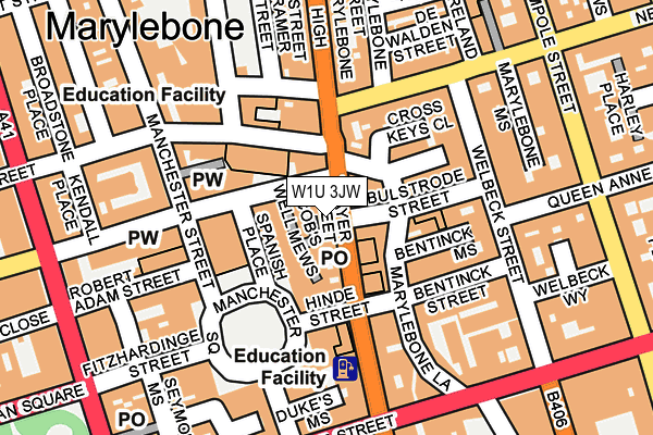 W1U 3JW map - OS OpenMap – Local (Ordnance Survey) W1U 3JW map - OS OpenMap – Local (Ordnance Survey)
