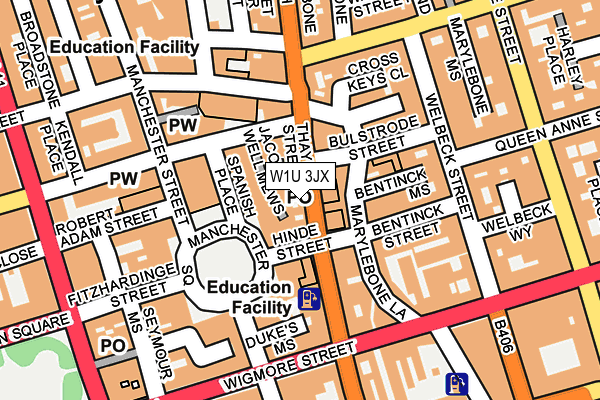 W1U 3JX map - OS OpenMap – Local (Ordnance Survey) W1U 3JX map - OS OpenMap – Local (Ordnance Survey)
